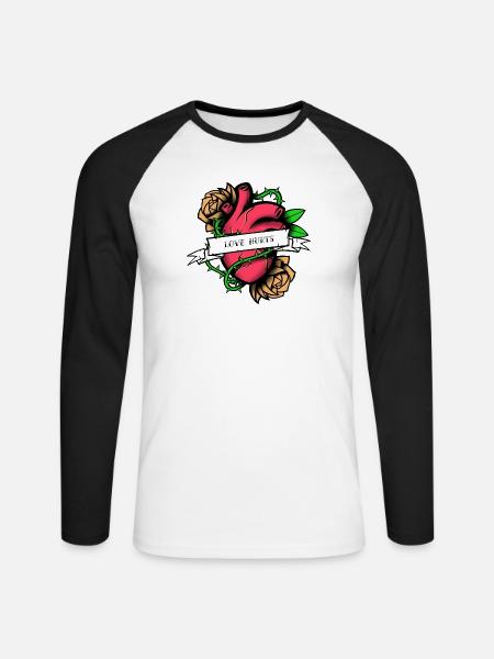 Herz mit Dornen - Unisex Baseballshirt langarm - Weiß/Schwarz