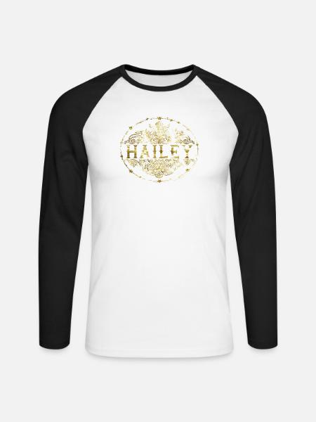 Hailey - Unisex Baseballshirt langarm - Weiß/Schwarz
