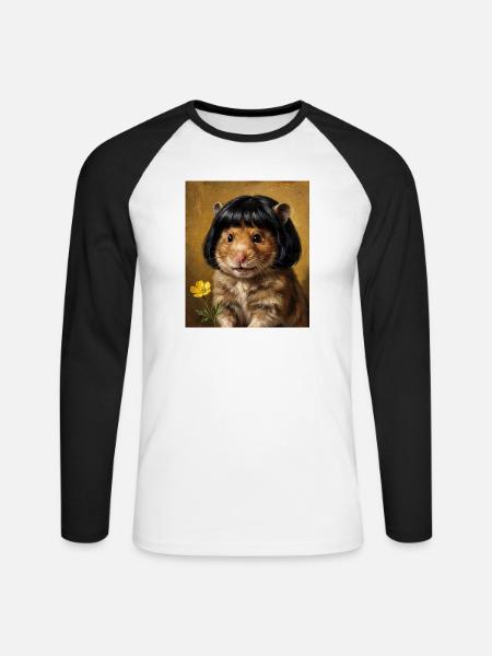 Lustiger Hamster Bob Haarschnitt - Unisex Baseballshirt langarm - Weiß/Schwarz