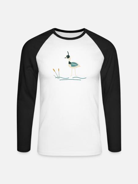 Kiebitz im Sumpf - Unisex Baseballshirt langarm - Weiß/Schwarz