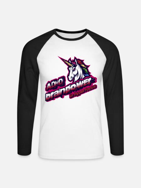 ADHS-Hyperfokus-Club, Neurodiversitäts-Superkraft - Unisex Baseballshirt langarm - Weiß/Schwarz