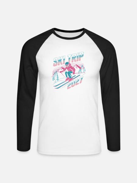 Skireise 2027 Neon Retro - Unisex Baseballshirt langarm - Weiß/Schwarz