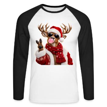 Christmas Reindeer Bubble Gum Sunglasses Santa - Unisex Baseballshirt langarm - Weiß/Schwarz - Vorne - Nik (191cm)