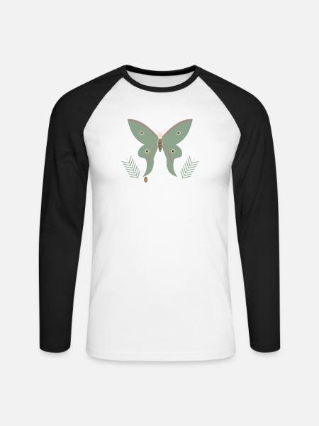 Spanischer Mondmotte und Kiefer - Unisex Baseballshirt langarm - Weiß/Schwarz