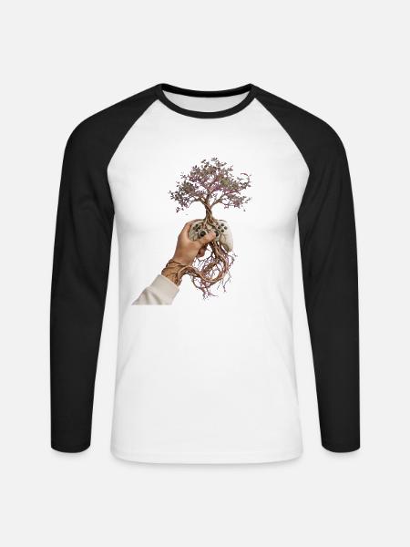 Gerootete Konsolen-Bloom - Unisex Baseballshirt langarm - Weiß/Schwarz