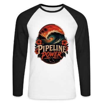 Pipeline Power - Unisex Baseballshirt langarm - Weiß/Schwarz - Vorne - Nik (191cm)