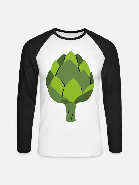Artischocke Gemüsemotiv Illustration Geschenkidee - Unisex Baseballshirt langarm - Weiß/Schwarz