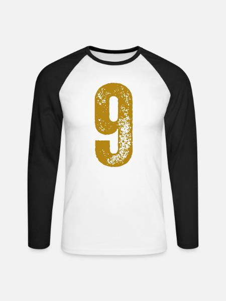 9 - Unisex Baseballshirt langarm - Weiß/Schwarz