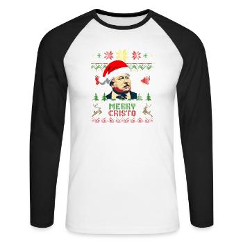 Alexandre Dumas Merry Cristo - Unisex Baseballshirt langarm - Weiß/Schwarz - Vorne - Nik (191cm)