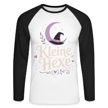 Kleine Hexe Halloween Kostüm Kinder - Unisex Baseballshirt langarm - Weiß/Schwarz - Vorne - Nik (191cm)