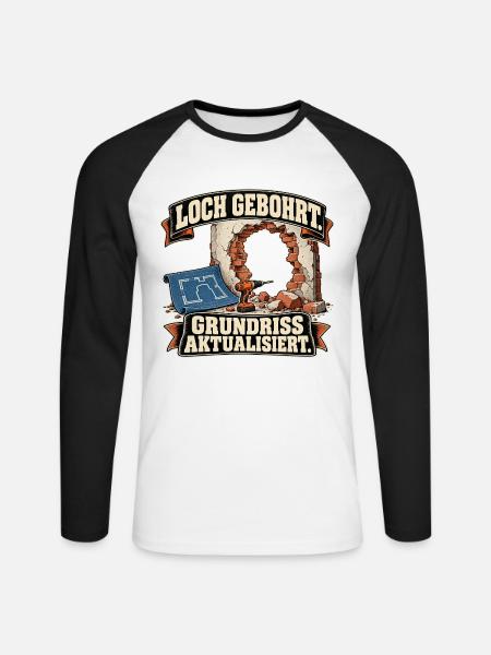 Loch gebohrt Grundriss aktualisiert - Unisex Baseballshirt langarm - Weiß/Schwarz