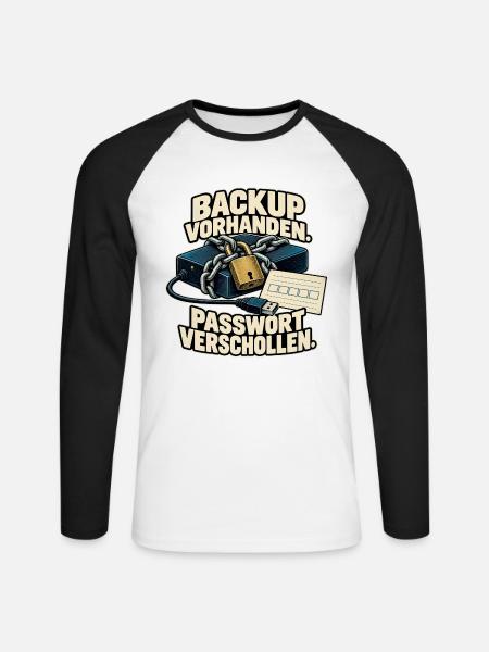 Backup Vorhanden Passwort Verschollen - Unisex Baseballshirt langarm - Weiß/Schwarz