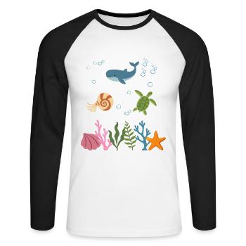 Wal Unterwasser Kinder Nautilus - Unisex Baseballshirt langarm - Weiß/Schwarz - Vorne - Nik (191cm)