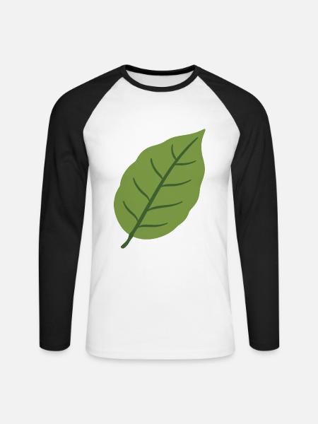 Buchenblatt Pflanze Geschenkidee Illustration - Unisex Baseballshirt langarm - Weiß/Schwarz