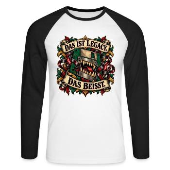 Legacy Beisst Kiefer Monster - Unisex Baseballshirt langarm - Weiß/Schwarz - Vorne - Nik (191cm)