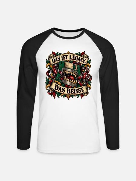 Legacy Beisst Kiefer Monster - Unisex Baseballshirt langarm - Weiß/Schwarz