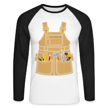 Zimmermann Werkzeugschürze - Unisex Baseballshirt langarm - Weiß/Schwarz - Vorne - Nik (191cm)