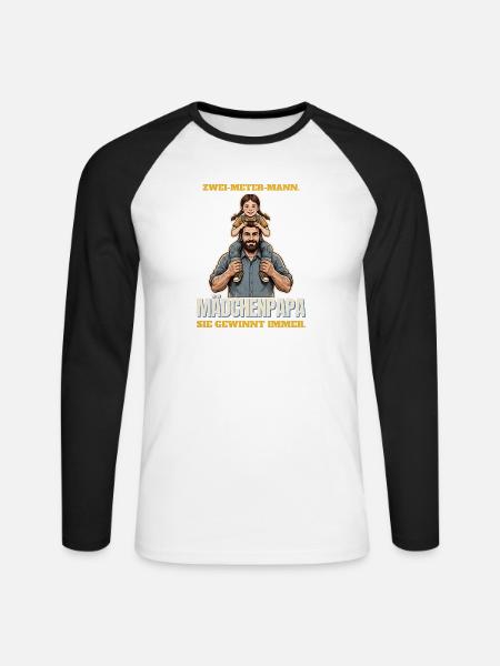 Zwei-Meter-Mann und Mädchenpapa - Unisex Baseballshirt langarm - Weiß/Schwarz