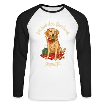 Golden Retriever Weihnachten mit Lebkuchen - Unisex Baseballshirt langarm - Weiß/Schwarz - Vorne - Nik (191cm)