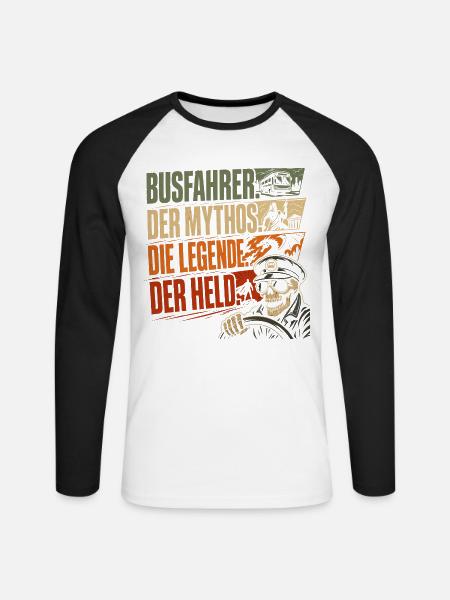 Busfahrer Mythos Legende Held - Unisex Baseballshirt langarm - Weiß/Schwarz