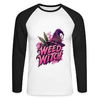 Weed Witch – Pink Edition - Unisex Baseballshirt langarm - Weiß/Schwarz - Vorne - Nik (191cm)