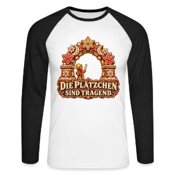 Tragende Plätzchen - Unisex Baseballshirt langarm - Weiß/Schwarz - Vorne - Nik (191cm)