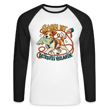 Gassi mit eigener Route - Unisex Baseballshirt langarm - Weiß/Schwarz - Vorne - Nik (191cm)