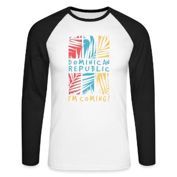 Dominikanische Republik Ich Komme Dom Rep Reise - Unisex Baseballshirt langarm - Weiß/Schwarz - Vorne - Nik (191cm)