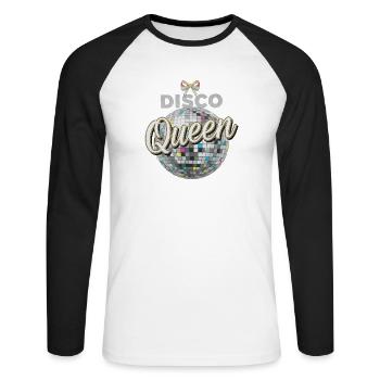 Disco Queen Discokugel Vintage Geburtstag Party - Unisex Baseballshirt langarm - Weiß/Schwarz - Vorne - Nik (191cm)