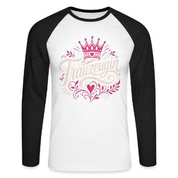 Trauzeugin Krone Hochzeit Braut - Unisex Baseballshirt langarm - Weiß/Schwarz - Vorne - Nik (191cm)