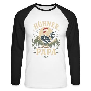 Hühner Papa Hühnerbesitzer Design - Unisex Baseballshirt langarm - Weiß/Schwarz - Vorne - Nik (191cm)