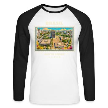 Brasilien Santo André Vintage Reisemarke - Unisex Baseballshirt langarm - Weiß/Schwarz - Vorne - Nik (191cm)