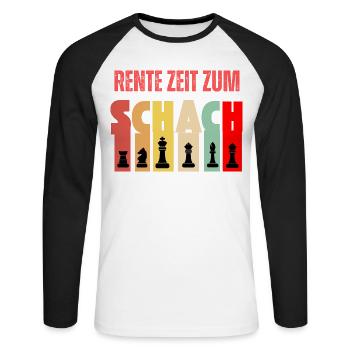 Rente Zeit Zum Schach Spruch - Unisex Baseballshirt langarm - Weiß/Schwarz - Vorne - Nik (191cm)