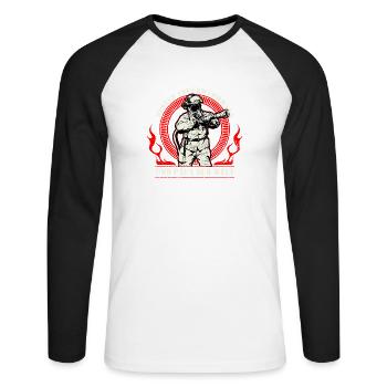 Bester Feuerwehrmann und Papa der Welt Feuerwehr - Unisex Baseballshirt langarm - Weiß/Schwarz - Vorne - Nik (191cm)