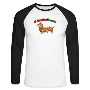 O Dackelbaum Weihnachten Dackel - Unisex Baseballshirt langarm - Weiß/Schwarz - Vorne - Nik (191cm)