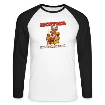 Rentier im Ruhestand Rente - Unisex Baseballshirt langarm - Weiß/Schwarz - Vorne - Nik (191cm)