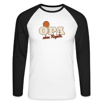 Opa ohne Regeln Enkel Spruch - Unisex Baseballshirt langarm - Weiß/Schwarz - Vorne - Nik (191cm)