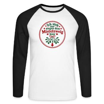 Mistelzweig Pärchen Weihnachten Partnerlook - Unisex Baseballshirt langarm - Weiß/Schwarz - Vorne - Nik (191cm)