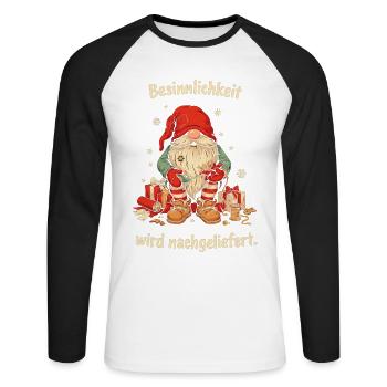 Weihnachtswichtel mit Geschenken - Unisex Baseballshirt langarm - Weiß/Schwarz - Vorne - Nik (191cm)
