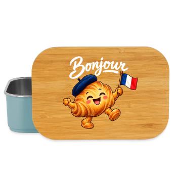 Cute French Croissant Bonjour Paris - Lunch Box - Hellblau - Vorne