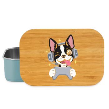 Gaming Boston Terrier mit Headset und Controller - Lunch Box - Hellblau - Vorne