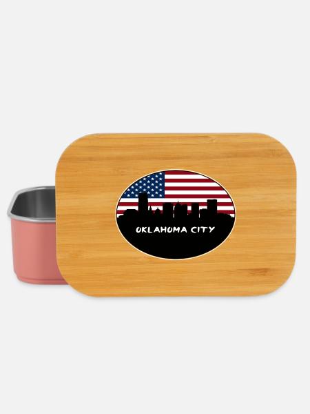 Oklahoma City Oklahoma USA Flagge Skyline Travel Sou - Lunch Box - Hellrosa