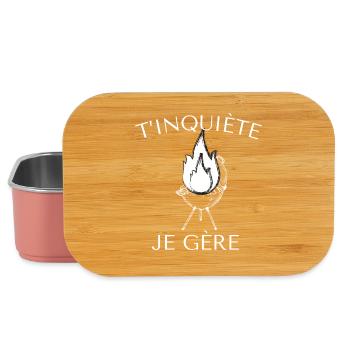T’inquiète je gère tablier de cuisine humour - Boîte à goûter - rose clair - Devant