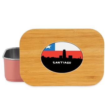 Santiago-Chile-Flaggen-Skyline-Schattenbild-Reise - Lunch Box - Hellrosa - Vorne