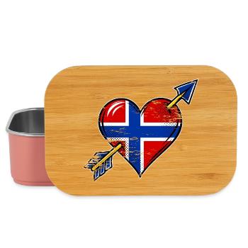 Norwegen Flagge Herz mit Pfeil used look - Lunch Box - Hellrosa - Vorne