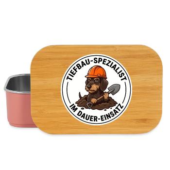 Rauhaardackel Tiefbau-Spezialist Kleingarten Grabe - Lunch Box - Hellrosa - Vorne