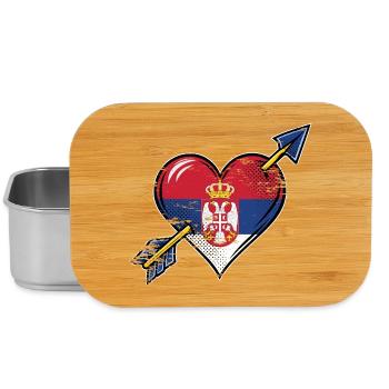 Serbien Flagge Herz mit Pfeil used look - Lunch Box - Silber - Vorne