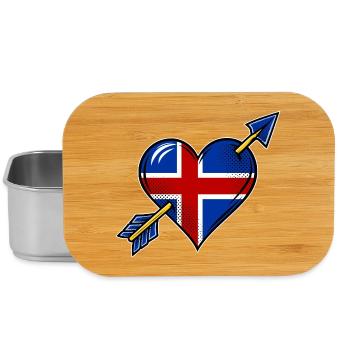 Island Flagge Herz mit Pfeil - Lunch Box - Silber - Vorne