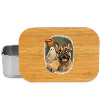  Halloween Hund Französische Bulldogge Boo Geist - Lunch Box - Silber - Vorne