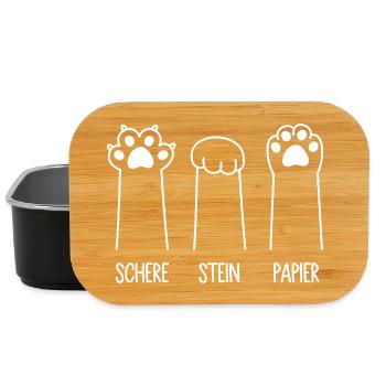 Katzenpfoten Katze Pfote Spiel Schere Stein Papier - Lunch Box - Schwarz - Vorne